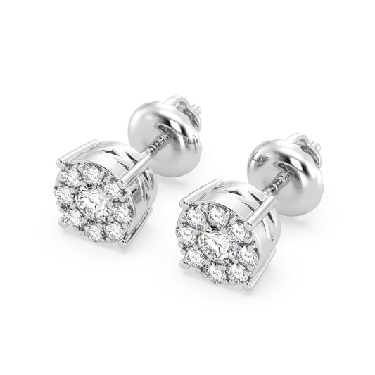 9Stones Composite Cluster Earrings In Round Shape (SKU#DEF200)