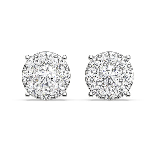 9Stones Composite Cluster Earrings In Round Shape (SKU#DEF204)