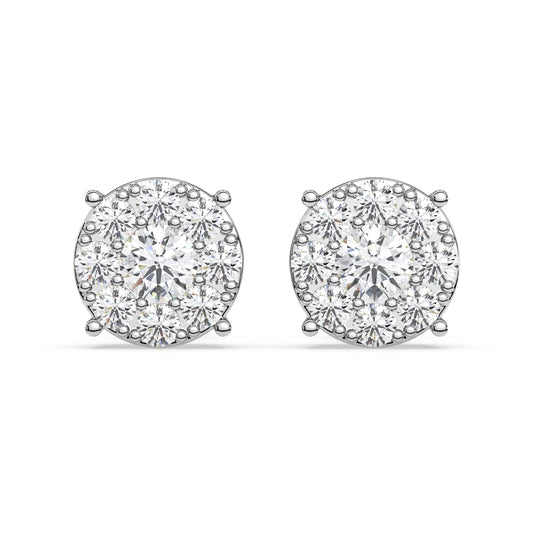 9Stones Composite Cluster Earrings In Round Shape (SKU#DEF205)