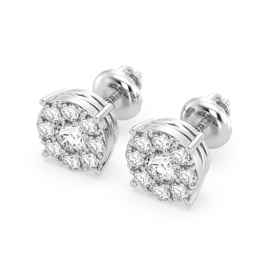 9Stones Composite Cluster Earrings In Round Shape (SKU#DEF205)