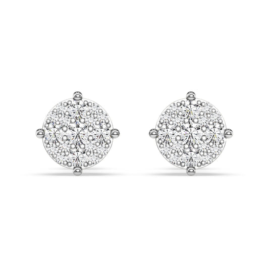 17Stones Solitaire Cluster Earrings In Round Shape (SKU#DEF221)