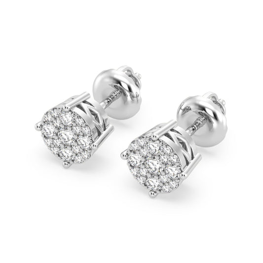 17Stones Solitaire Cluster Earrings In Round Shape (SKU#DEF221)