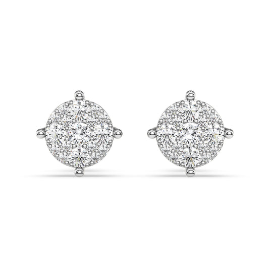 17Stones Solitaire Cluster Earrings In Round Shape (SKU#DEF222)