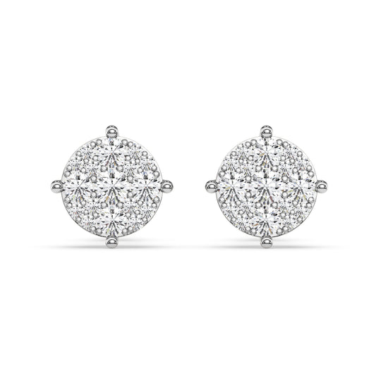 17Stones Solitaire Cluster Earrings In Round Shape (SKU#DEF223)