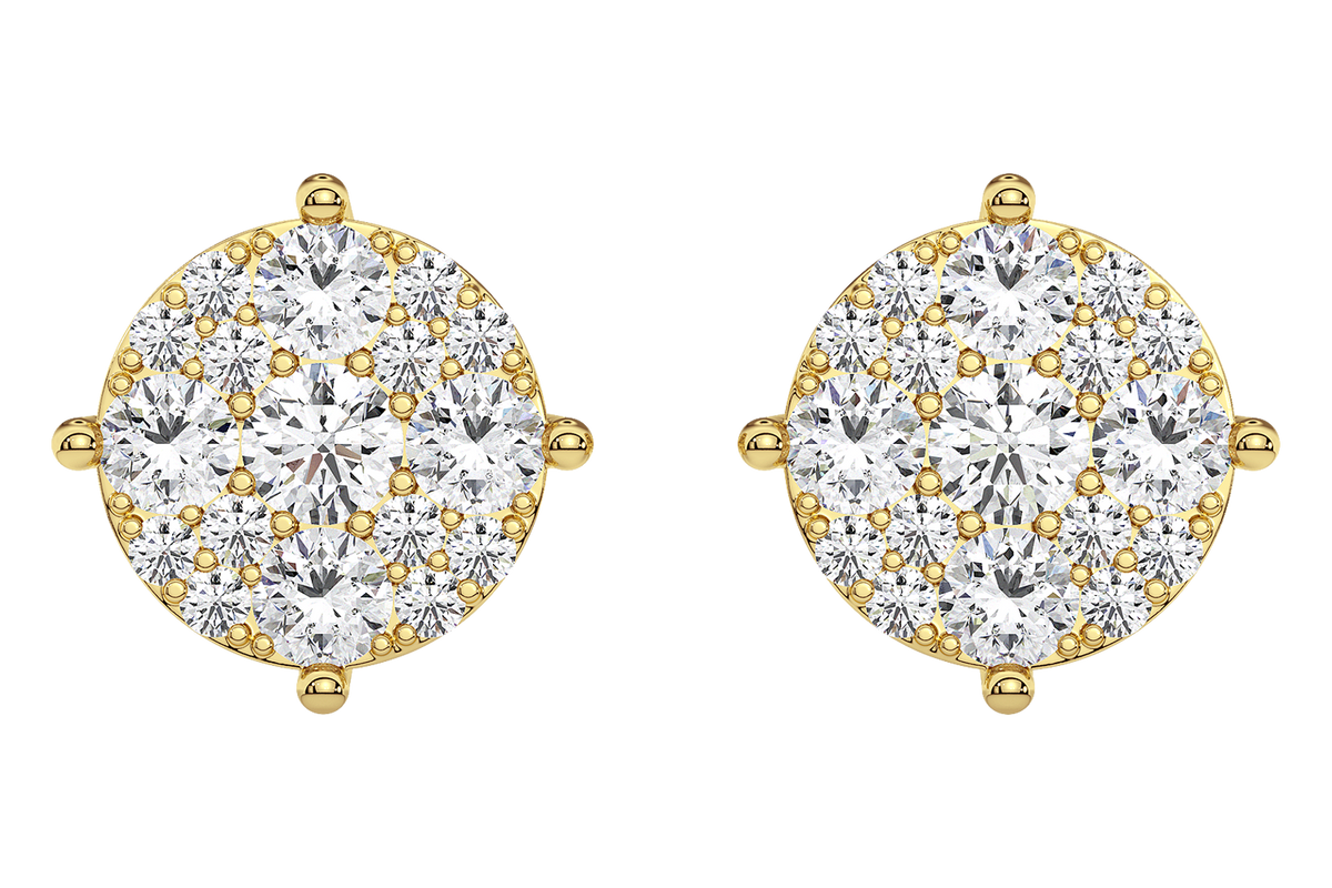 17 Stone Halo Earring 1.00 Cts