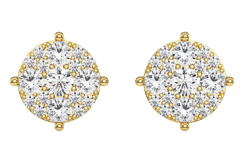 17 Stone Halo Earring 1.00 Cts