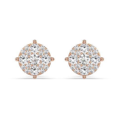 17Stones Solitaire Cluster Earrings In Round Shape (SKU#DEF224)