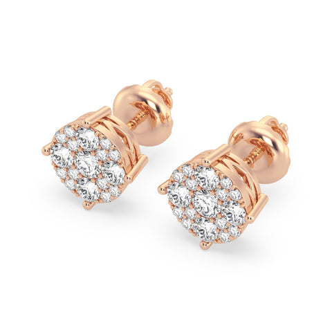 17Stones Solitaire Cluster Earrings In Round Shape (SKU#DEF224)