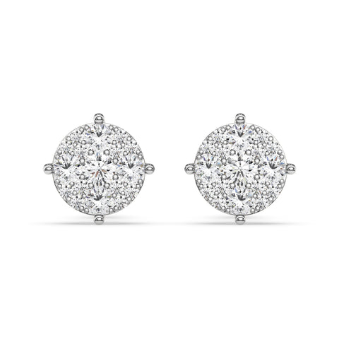 17Stones Solitaire Cluster Earrings In Round Shape (SKU#DEF224)