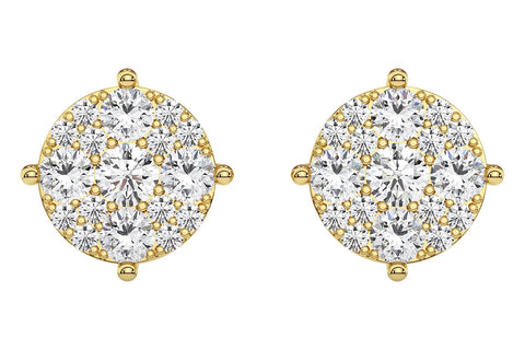 17Stones Solitaire Cluster Earrings In Round Shape (SKU#DEF224)