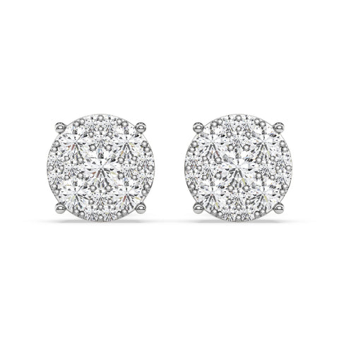 17Stones Solitaire Cluster Earrings In Round Shape (SKU#DEF226)