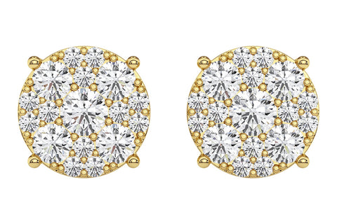 17Stones Solitaire Cluster Earrings In Round Shape (SKU#DEF226)