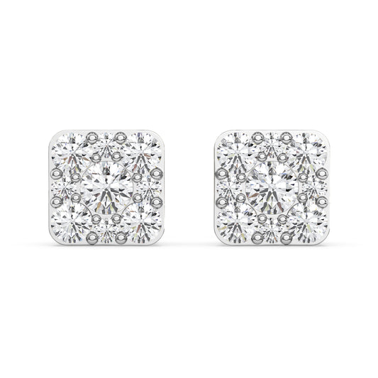 9Stones Composite Halo Earrings In Square Shape (SKU#DEF243)