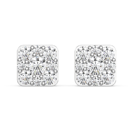 9Stones Composite Halo Earrings In Square Shape (SKU#DEF244)