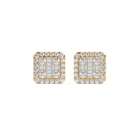 Composite Fashion Earring With Round And Baguette Combination (SKU#04092AER)