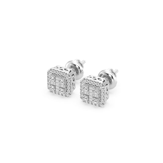 Composite Fashion Earring With Round And Baguette Combination (SKU#04092BER)