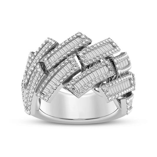 18.20mm Raised Baguette And Round Combination Men's Cuban Band (SKU#04199RG)