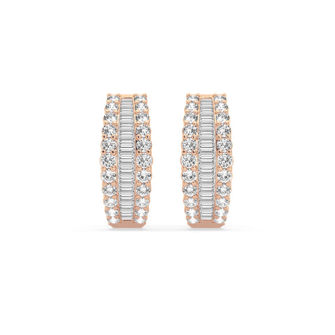 Hoop Earring With Round And Baguette Combination (SKU#10391AER)