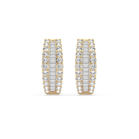 Hoop Earring With Round And Baguette Combination (SKU#10391AER)