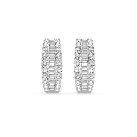 Hoop Earring With Round And Baguette Combination (SKU#10391AER)