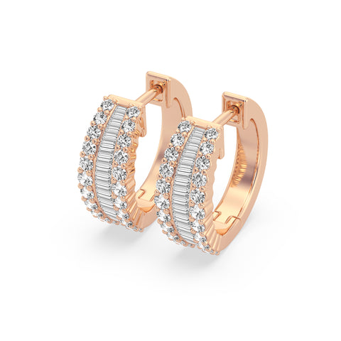Hoop Earring With Round And Baguette Combination (SKU#10391AER)