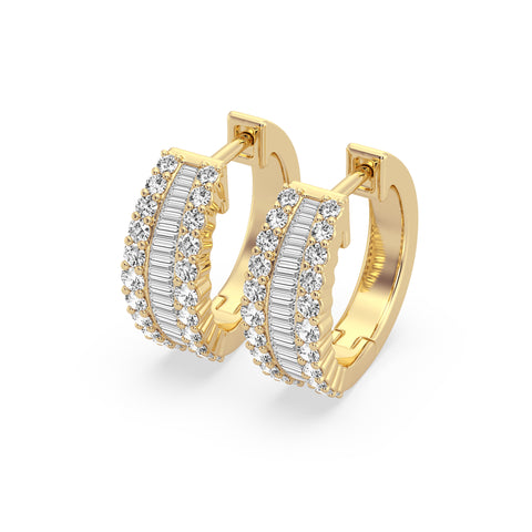 Hoop Earring With Round And Baguette Combination (SKU#10391AER)