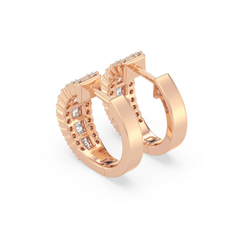 Hoop Earring With Round And Baguette Combination (SKU#10391AER)