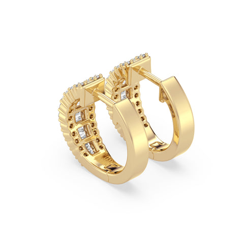 Hoop Earring With Round And Baguette Combination (SKU#10391AER)