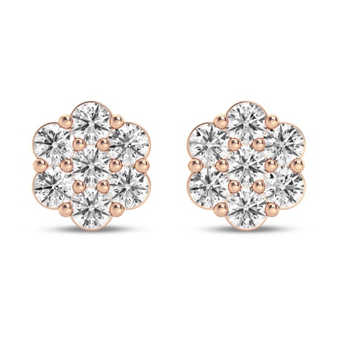 Flower Earrings In Round Shape With Side Diamond (SKU#DER138)
