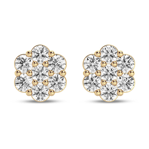 Flower Earrings In Round Shape With Side Diamond (SKU#DER138)