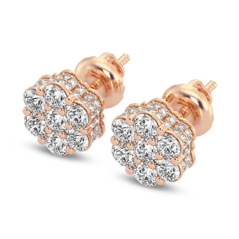 Flower Earrings In Round Shape With Side Diamond (SKU#DER138)