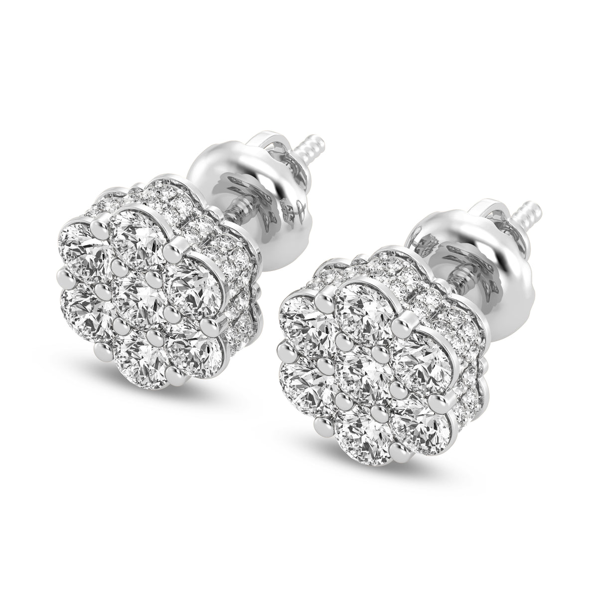 Flower Earrings In Round Shape With Side Diamond (SKU#DER138)