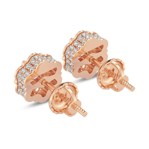 Flower Earrings In Round Shape With Side Diamond (SKU#DER138)