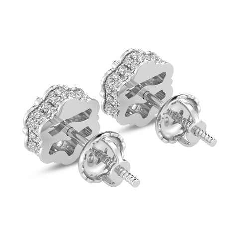 Flower Earrings In Round Shape With Side Diamond (SKU#DER138)