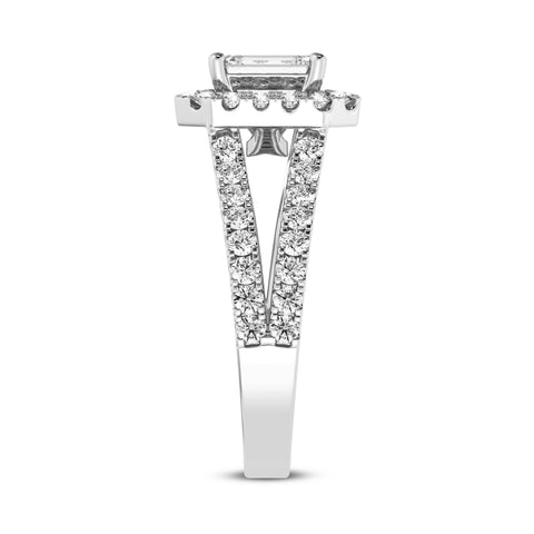 Emerald Cut Halo Split Shank Engagement Ring (SKU#10015RG-100)