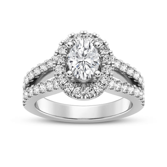 Oval Halo Split Shank Engagement Ring (SKU#10012RG-100)