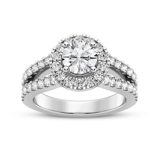 Round Halo Split Shank Engagement Ring (SKU#10014RG-100)