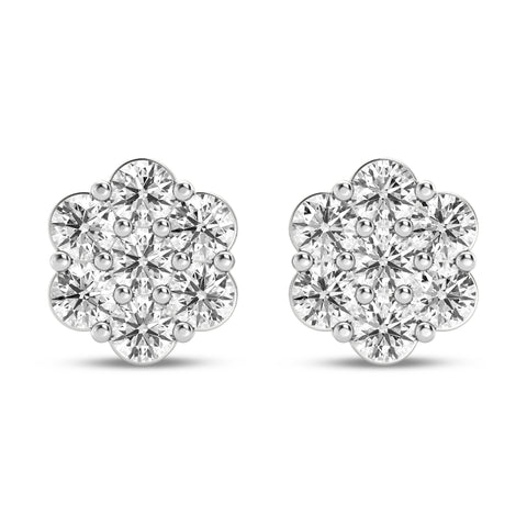 Flower Earrings In Round Shape With Side Diamond (SKU#DER140)