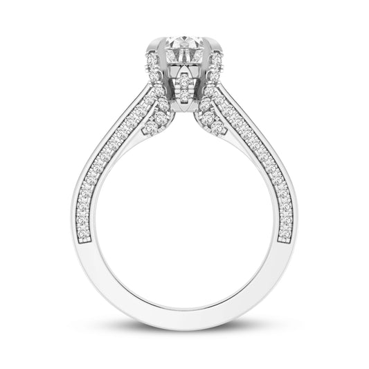 Pear Without Halo Pave Shank Engagement Ring (SKU#10027RG-100)