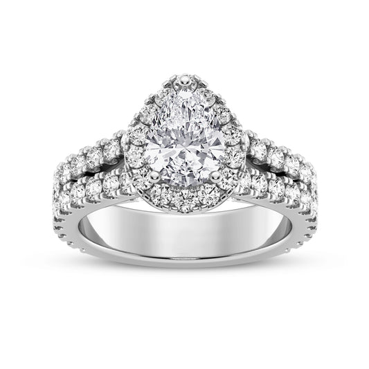 Pear Halo Split Shank Engagement Ring (SKU#10022RG-100)