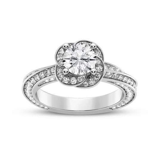 Round Without Halo Twisted Shank And Head Engagement Ring (SKU#10016RG-100)