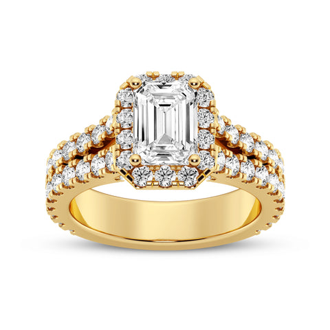 Emerald Cut Halo Split Shank Engagement Ring (SKU#10023RG-100)