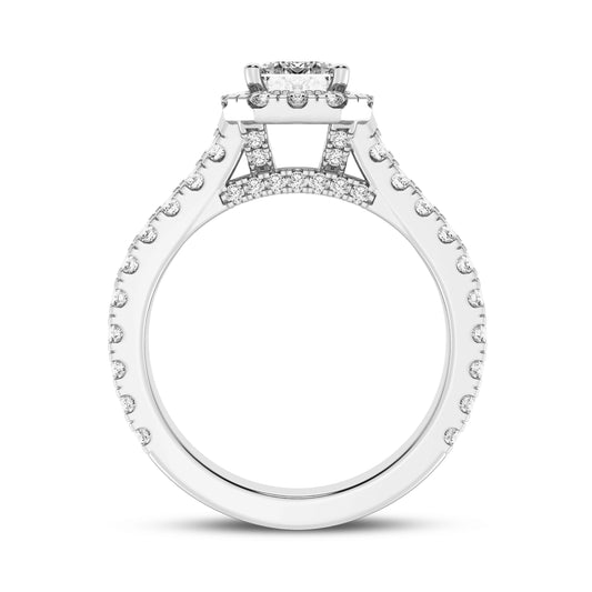 Emerald Cut Halo Split Shank Engagement Ring (SKU#10023RG-100)