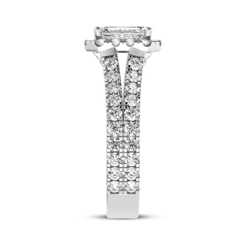 Emerald Cut Halo Split Shank Engagement Ring (SKU#10023RG-100)