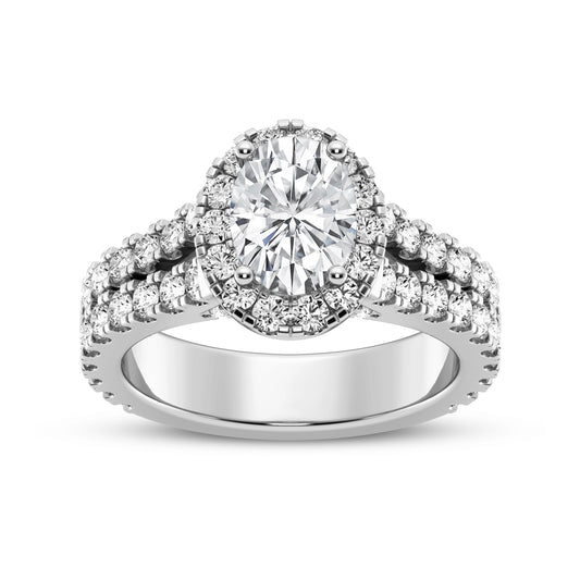 Oval Halo Split Shank Engagement Ring (SKU#10024RG-100)