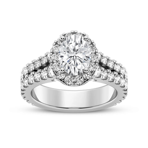 Oval Halo Split Shank Engagement Ring (SKU#10024RG-100)