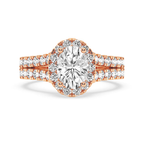 Oval Halo Split Shank Engagement Ring (SKU#10024RG-100)