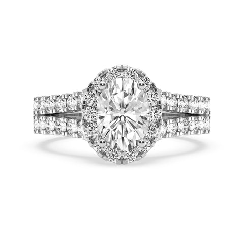 Oval Halo Split Shank Engagement Ring (SKU#10024RG-100)