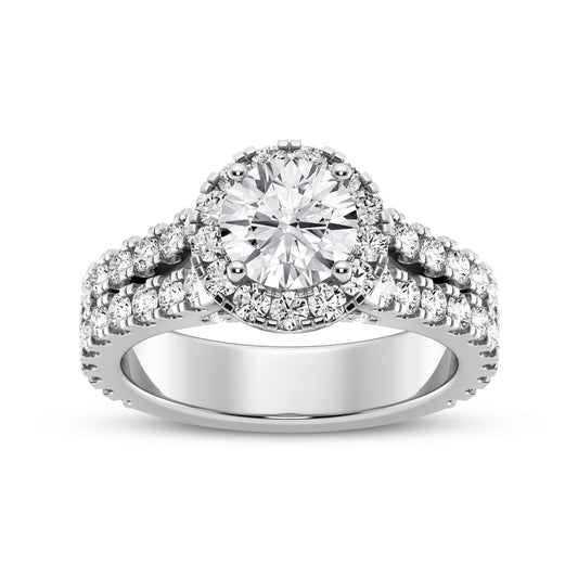 Round Halo Split Shank Engagement Ring (SKU#10026RG-100)