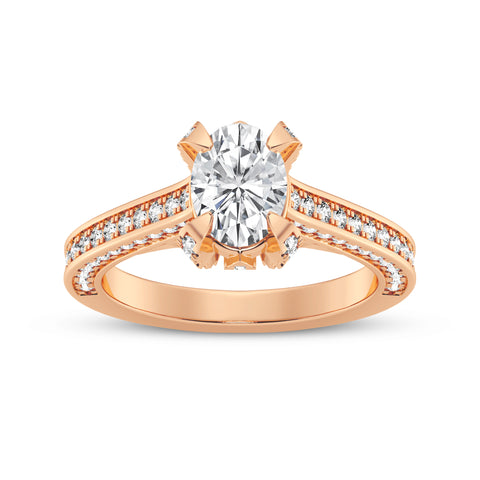 Oval Without Halo Pave Shank Engagement Ring (SKU#10029RG-100)